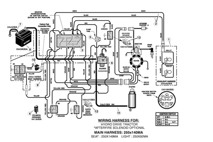 Electrical System Diagram and Parts List for 425622X78B 2006 Briggs and Stratton Lawn Tractor